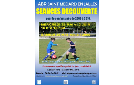 SEANCES DECOUVERTES DU FOOT 2021 ( UNE DATE SUPPLEMENTAIRE)